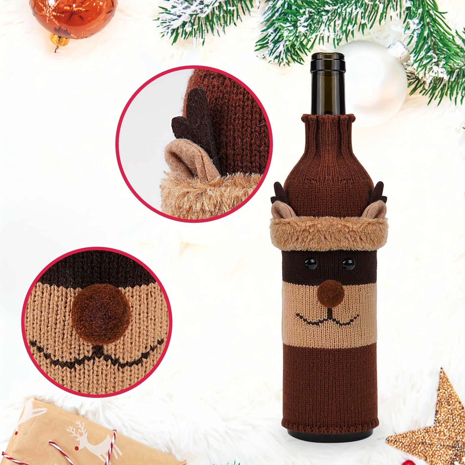 Christmas Themed Beer Bottle Sleeve Insulated Non-Slip Cover for 12oz Bottles