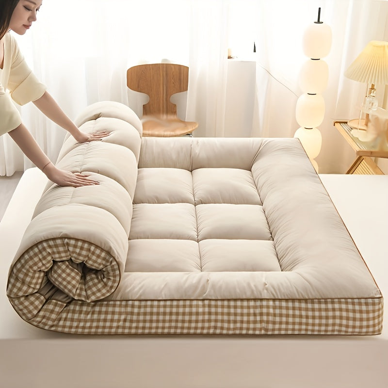 Quilted Mattress Topper with Soft Polyester Filling 6-8cm Breathable Non-Waterproof