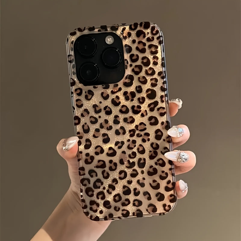 Leopard Print TPU Phone Case for iPhone 12 13 14 15 16 Pro Max Shockproof Durable Stylish