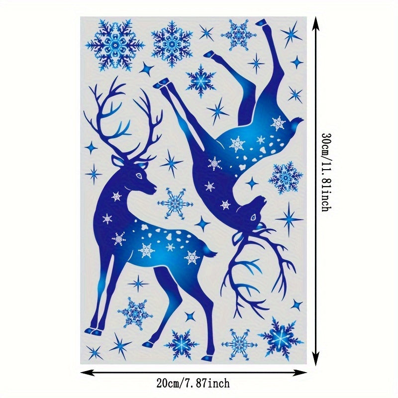 Christmas Snowflake Elk Window Film PVC Static Cling for Home Decor