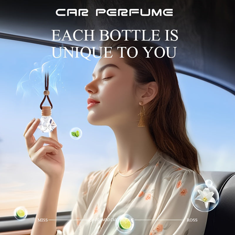 Long-Lasting Car Air Freshener with Essential Oil in Glass Pendant for Vehicle Interior