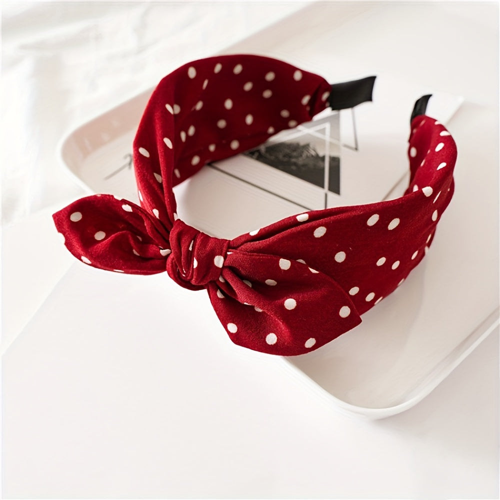 2 ta ayollar yozgi sochbog'lari to'plami, Polka Dot bilan bog'langan bowlar va quyon quloqlari bilan keng boshbog'lar, kundalik kiyim uchun