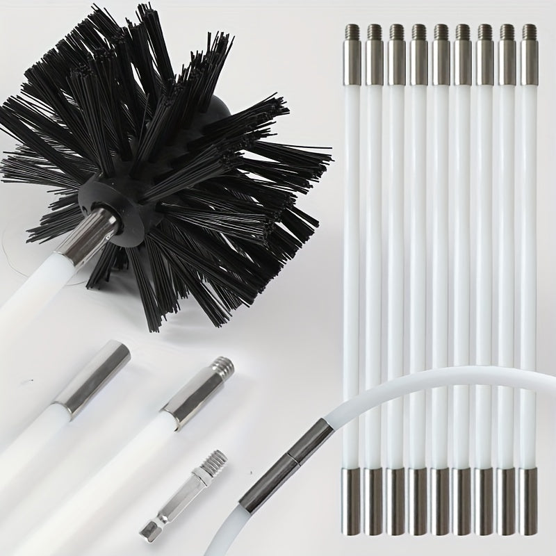 Set of 11 Dryer Vent Cleaning Tools with Extendable Brush and Lint Brush