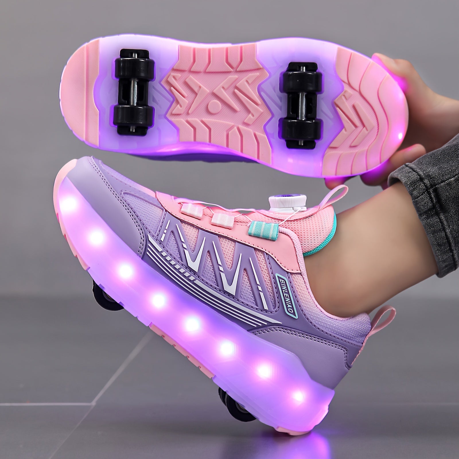 Kids LED Rechargeable Light Up Roller Skates for Boys and Girls Age 14 and Under