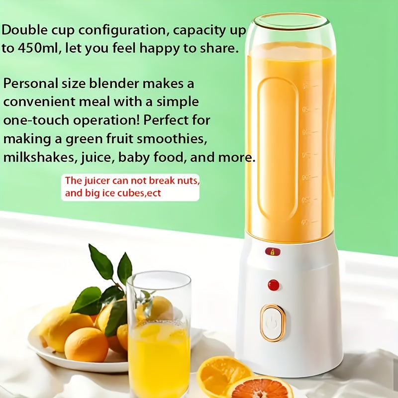 Dual Cup Portable Electric Juicer Set USB Rechargeable Lithium Battery Travel Home Outdoor