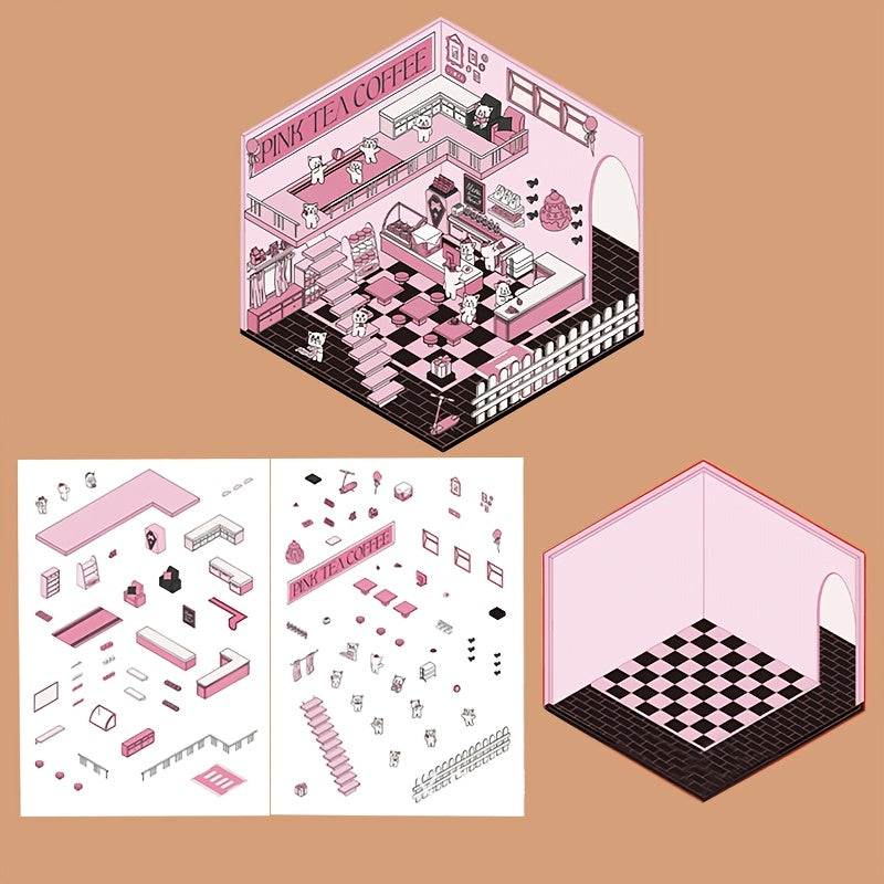 Miniature 3D Panda Stickers Reusable Irregular Shape Glossy PET for Room Decor and Crafts