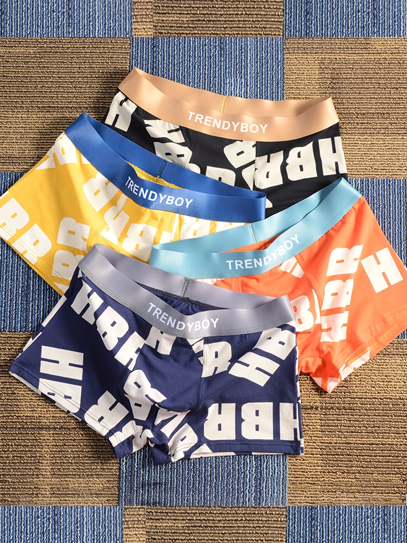 Men's Cotton Boxer Briefs with Elastic Waistband and Random Colors