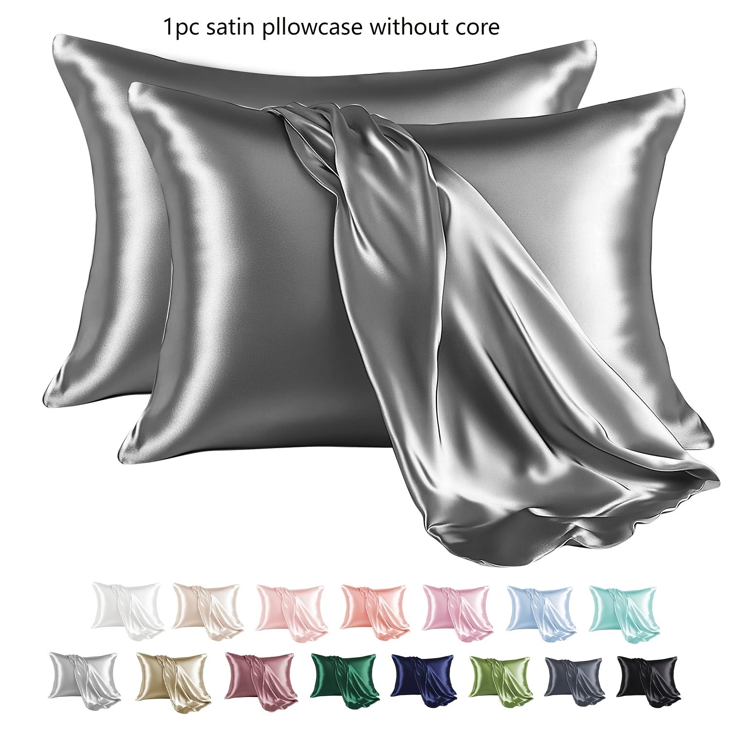 Hypoallergenic satin yostiq qopqog'i 100% polyester nafas oladigan teriga do'st to'liq rangli qopqoq yopilishi yotoq to'shagi