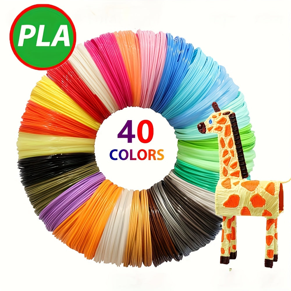 40 Pack 1.75mm PLA Filament for 3D Pen 4724 Inches Random Colors