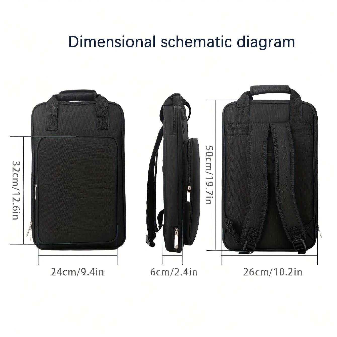 Water-Resistant Drumstick Bag with Cushioned Straps Holds 12 Pairs Black Professional Carry Backpack