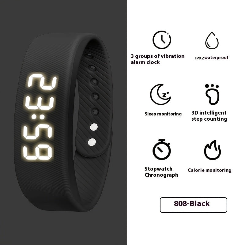 Tashqi elektron soat, silikon tasma, USB zaryadlash, signal, vaqt o'lchagich, vibratsiya, kaloriya monitoringi - zamonaviy, qulay, talabalar va o'qituvchilar uchun ideal, mukammal sovg'a.