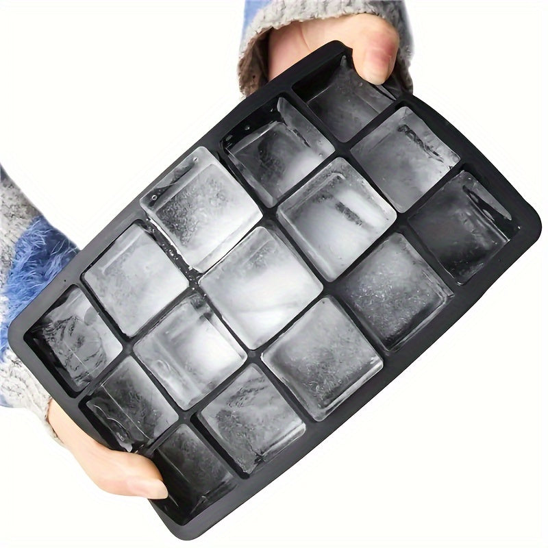 Silicone Ice Cube Tray 15 Square Reusable Flexible Stackable for Freezer