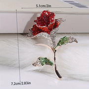 Rhinestone Rose Brooch Pin Floral Jewelry Accessory for Women Gift