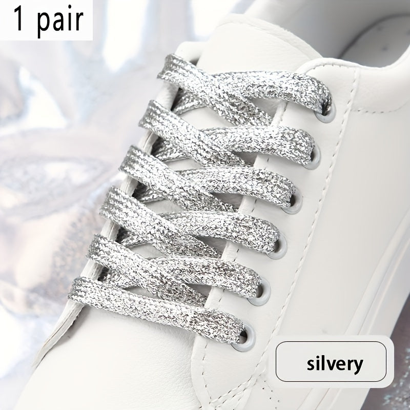 Unisex Iridescent Glitter Laces Flat Shoe Strings for Sneakers and Canvas