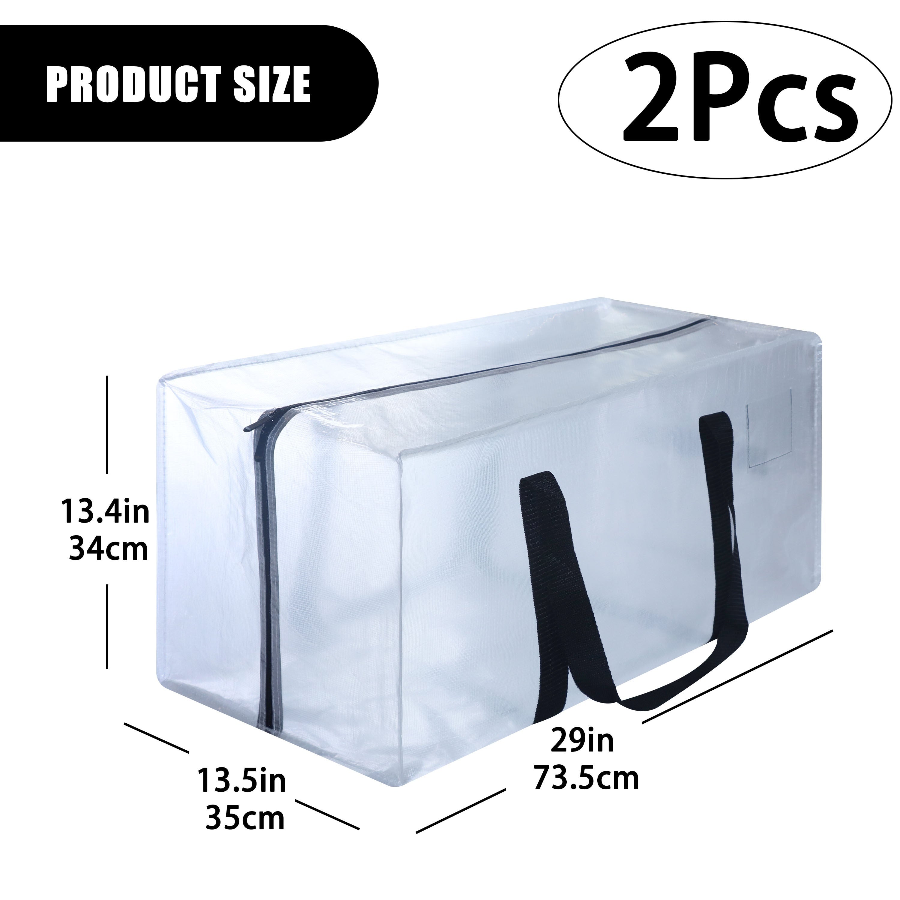 Two Large Storage Bags with Zippers Handles Durable Storage Bin for Bedroom Closet