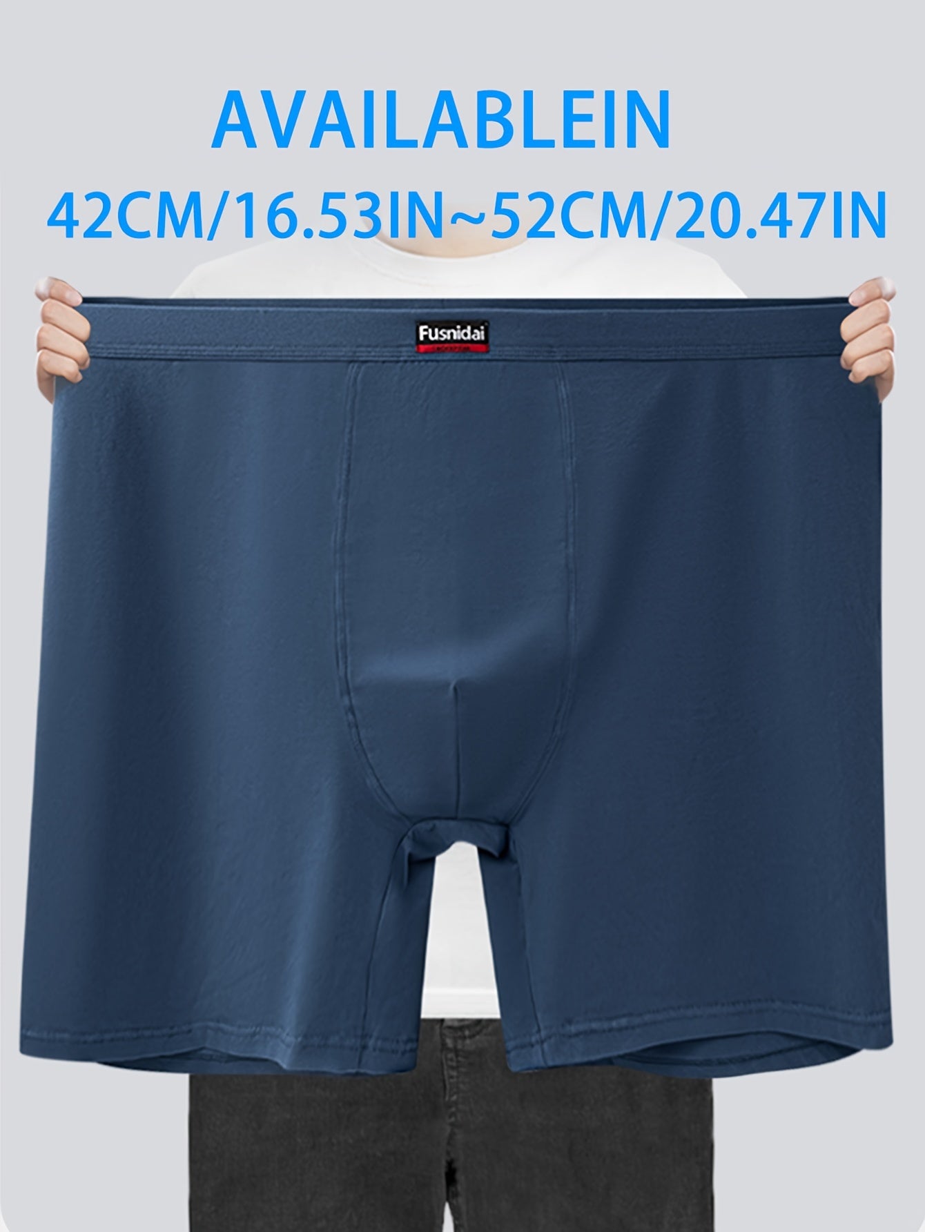 Men's Cotton Boxer Briefs High Waist Extended Length Breathable Sweat-Absorbent Plus Size