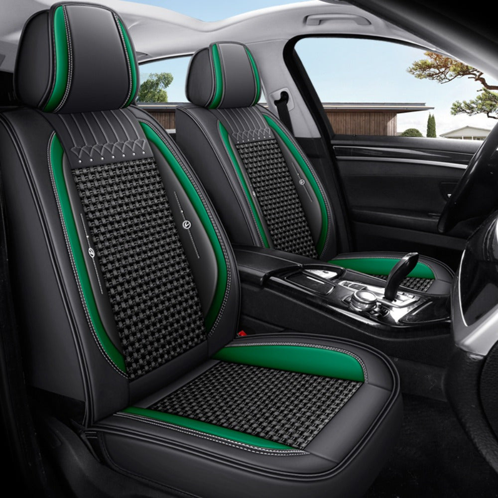 Universal Car Seat Cover Full Enclosure PU Leather Ice Silky Fiber All-Season