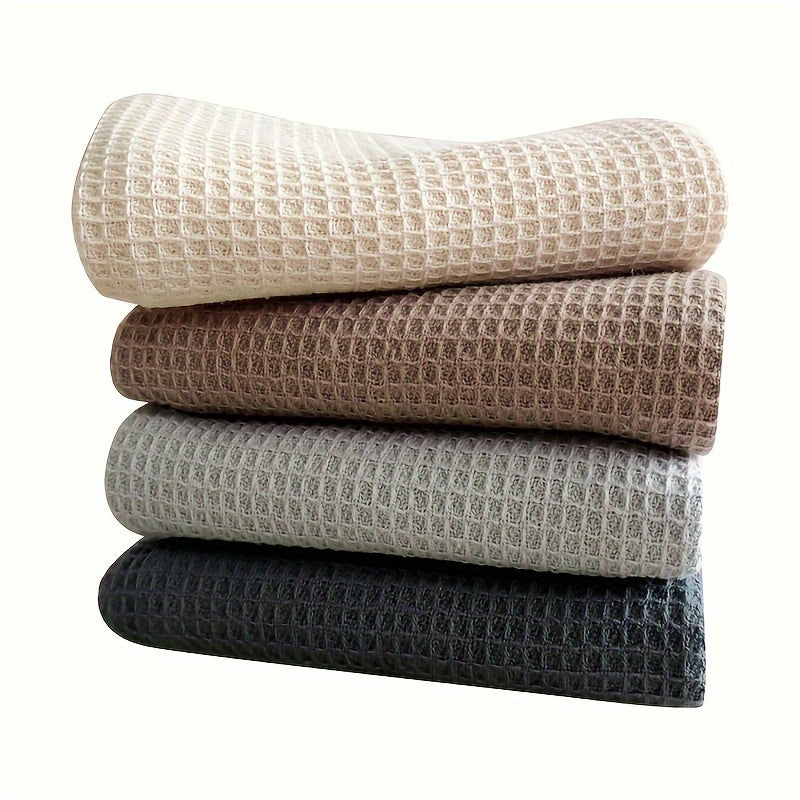 Set of 4 Cotton Waffle Weave Dish Cloths 34.8cm Square Kitchen Towels Absorbent Cleaning Rags