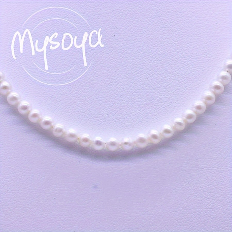Natural White Freshwater Pearl Necklace Choker 4.5-5mm Gift Box Unisex Jewelry