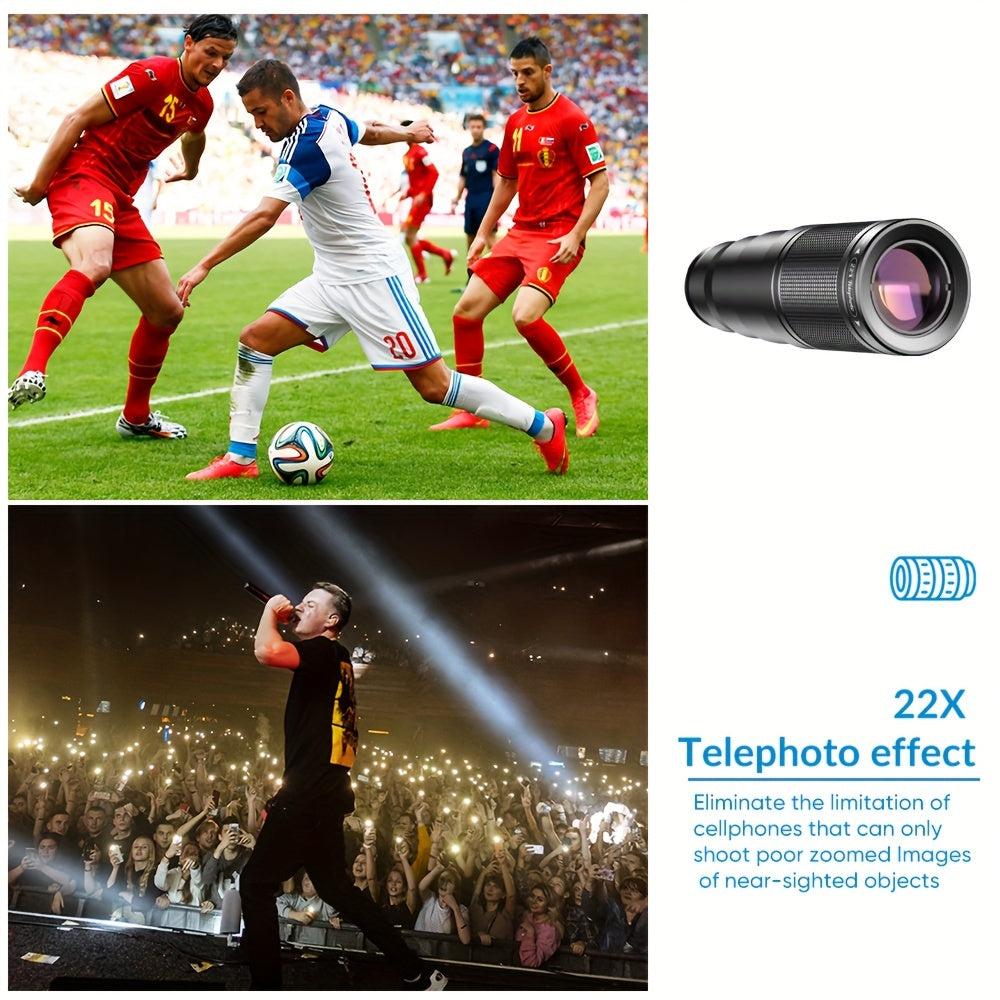 Kit de lentes para teléfono móvil 10 en 1 con lentes de telefoto 22X, macro, gran angular, ojo de pez y HD