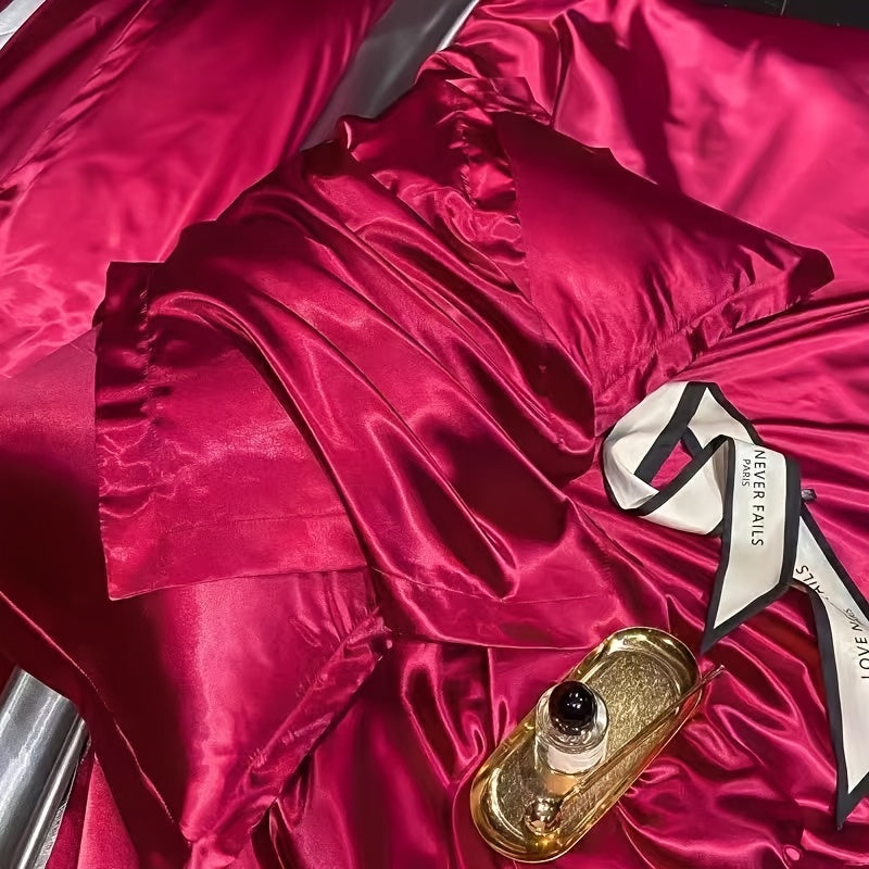 Set of 2 Mulberry Silk Pillowcases 25 Momme Satin Weave Hypoallergenic Solid Color