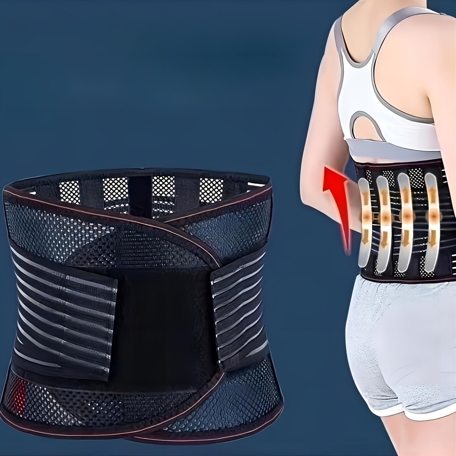 Cinturilla de soporte con malla transpirable y refuerzo de placa de acero para deportes y fitness