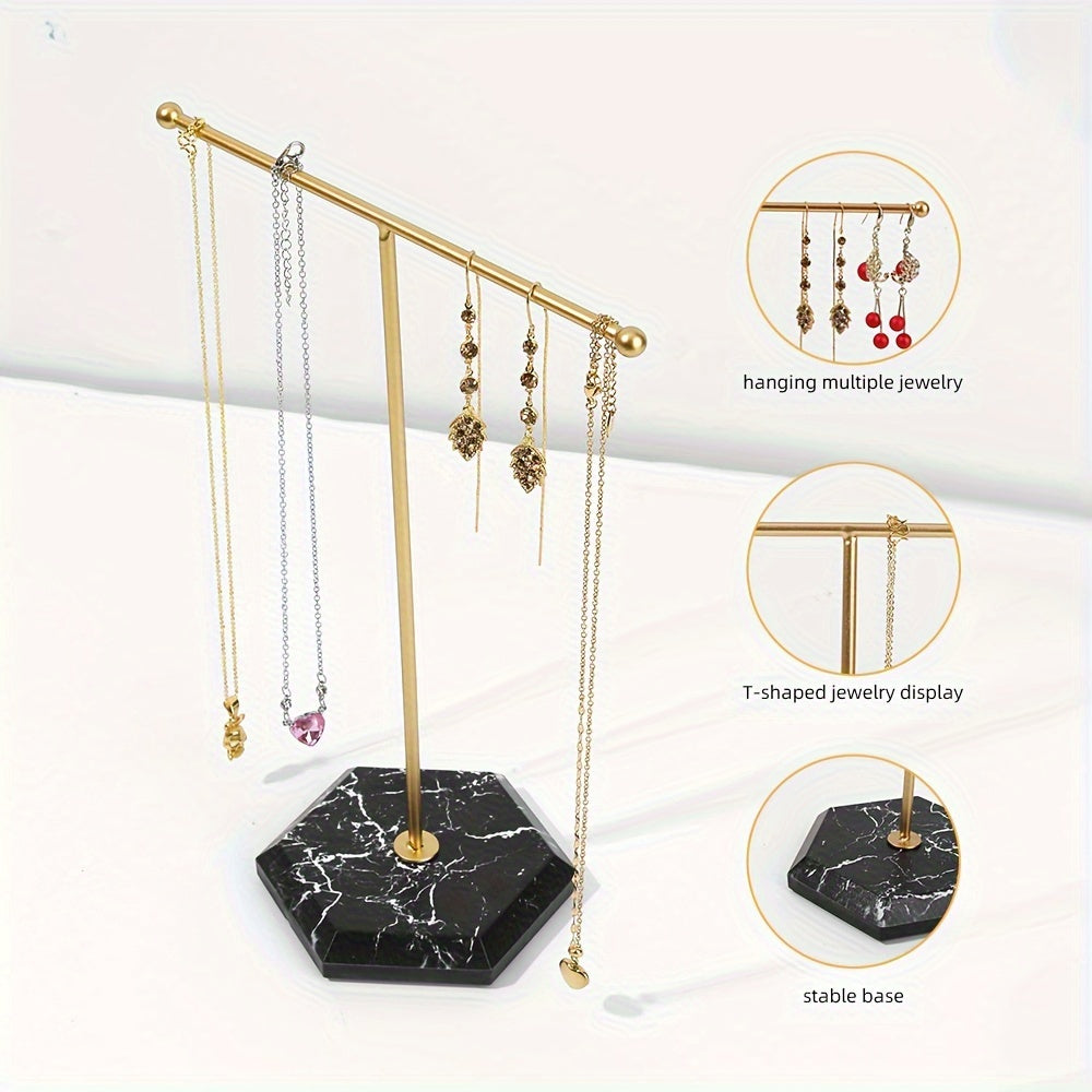 Metal Jewelry Storage Rack with T-Shaped Design for Necklaces Earrings and Rings