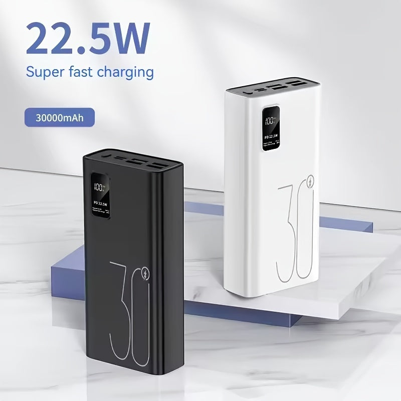 Portable Power Bank 30000mAh Fast Charging 22.5W 3 USB Outputs