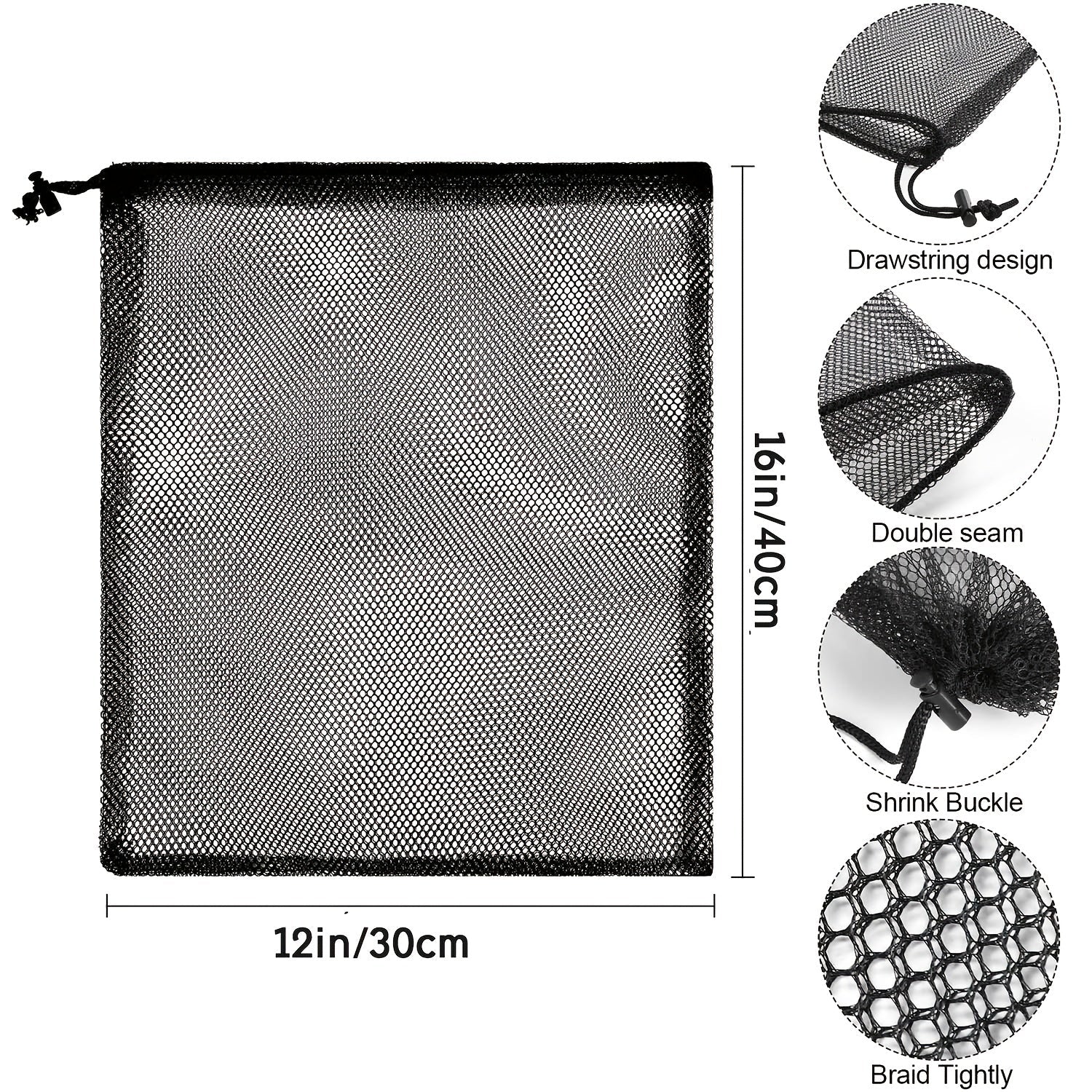 Qayta ishlatiladigan tarmoq oziq-ovqat sumkalar to'plami 5 yoki 10 ta, 30x40cm, chiziqli polyester