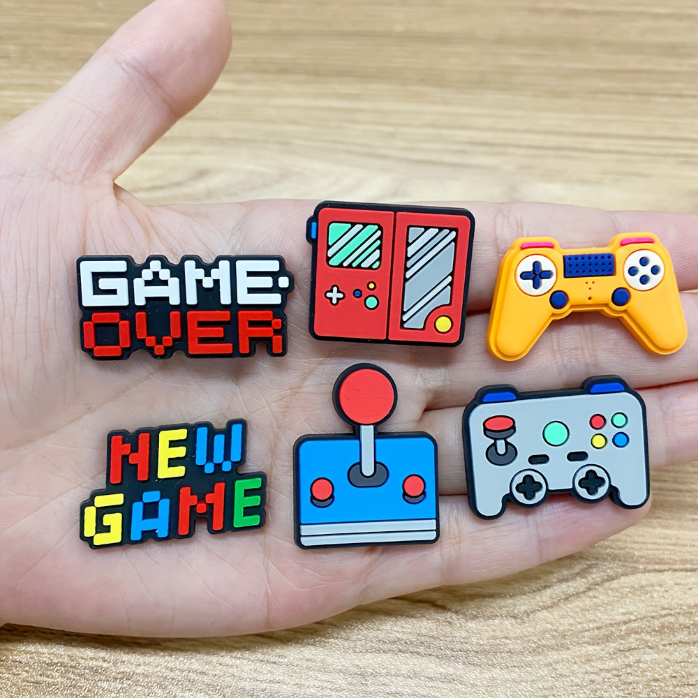 Unisex PVC Gaming Shoe Charms - Pixel Art Controller Decorations