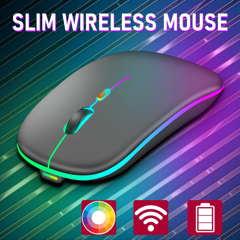 Wireless Rechargeable Optical Mouse with RGB Backlight for Notebook and iPad