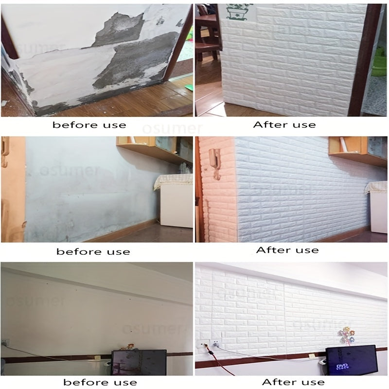 3D Wall Tile Stickers Self-Adhesive Waterproof Brick Pattern for Kitchen Bathroom Living Room Corridor 20/50/100 pcs