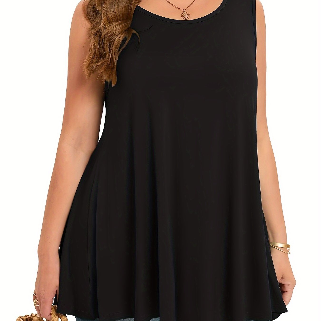 Plus Size Women's Stretchy Sleeveless Tank Top Casual Summer Sleeveless Top