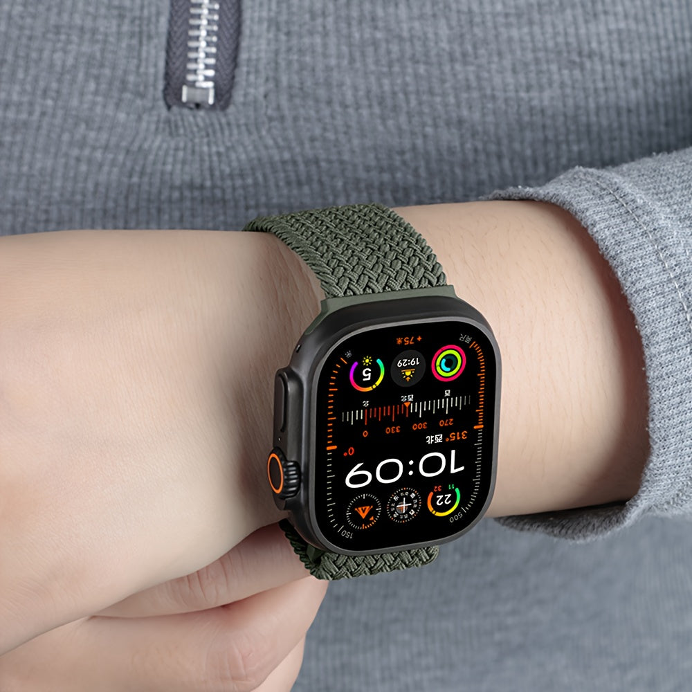 Nylon Braided Sport Wristband for Apple Watch Adjustable Parachute Buckle Compatible with Series 1-10 SE Ultra