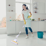 Self-Twisting Sponge Mop with 15-Inch Head for Wet and Dry Floor Cleaning
