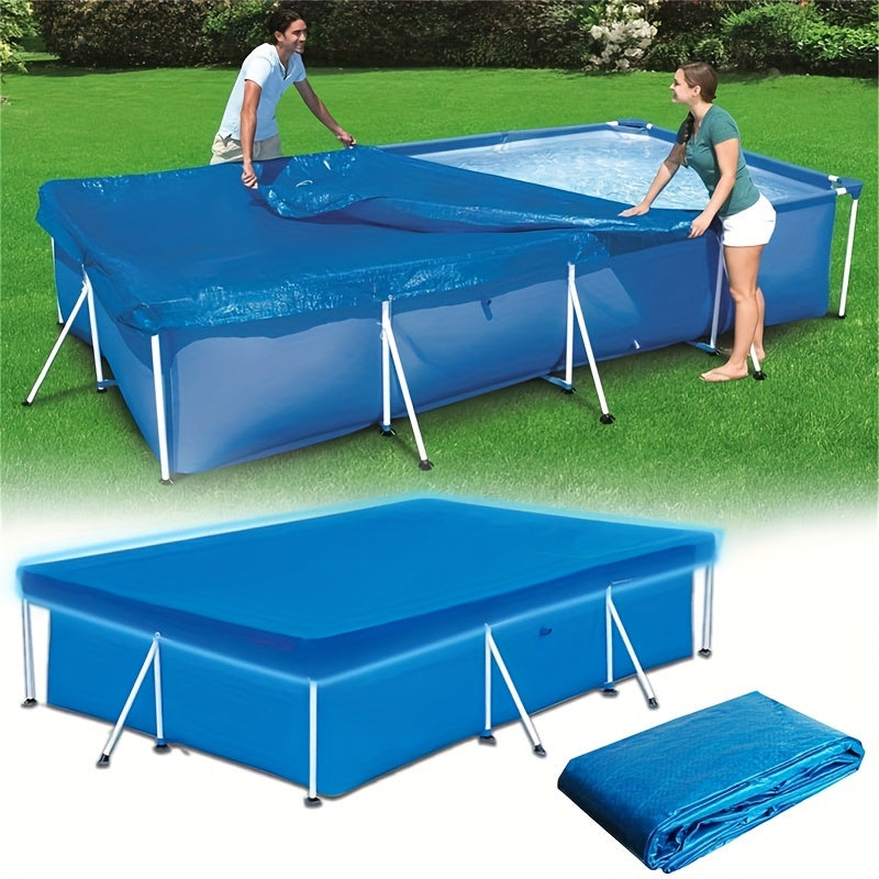 Blue Square Pool Cover with Frame UV Protection Safety for Above Ground Pools