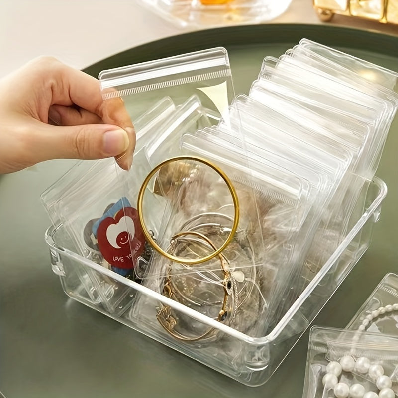 Set of 30 Clear PVC Jewelry Pouches with Zip Lock Closure for Earrings Necklaces and Bracelets Storage