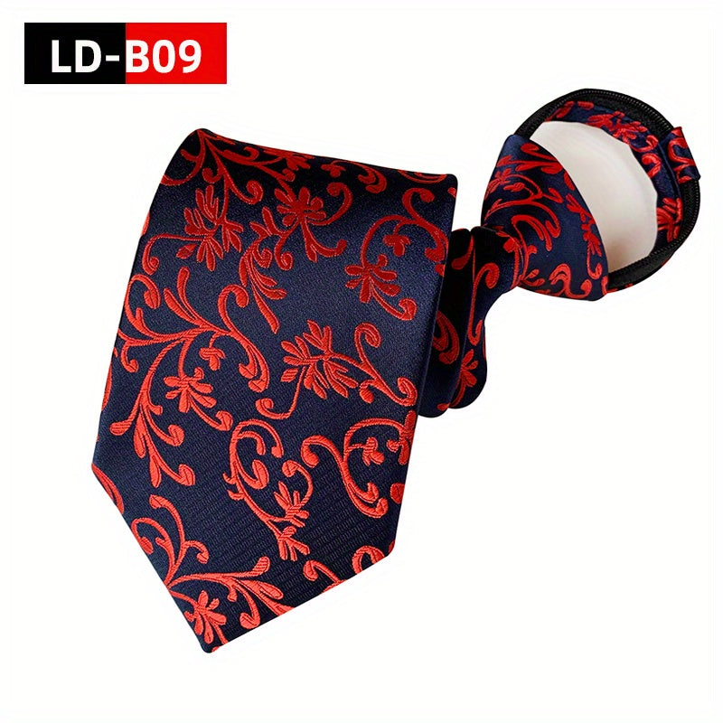 Men's Paisley Polyester Zipper Tie with Easy Pull Design in Spot Supply