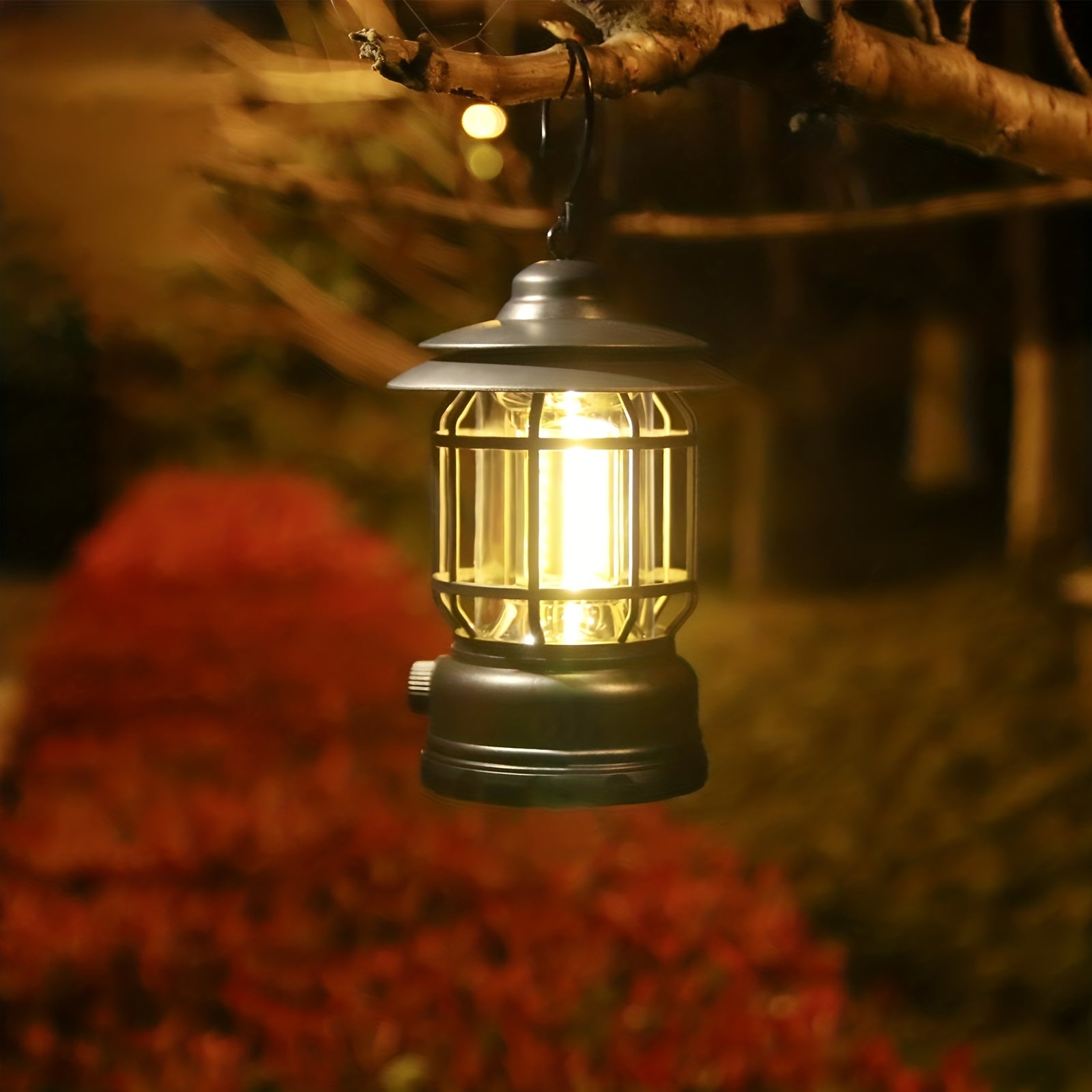 Linterna LED de camping exterior con diseño retro regulable y batería recargable