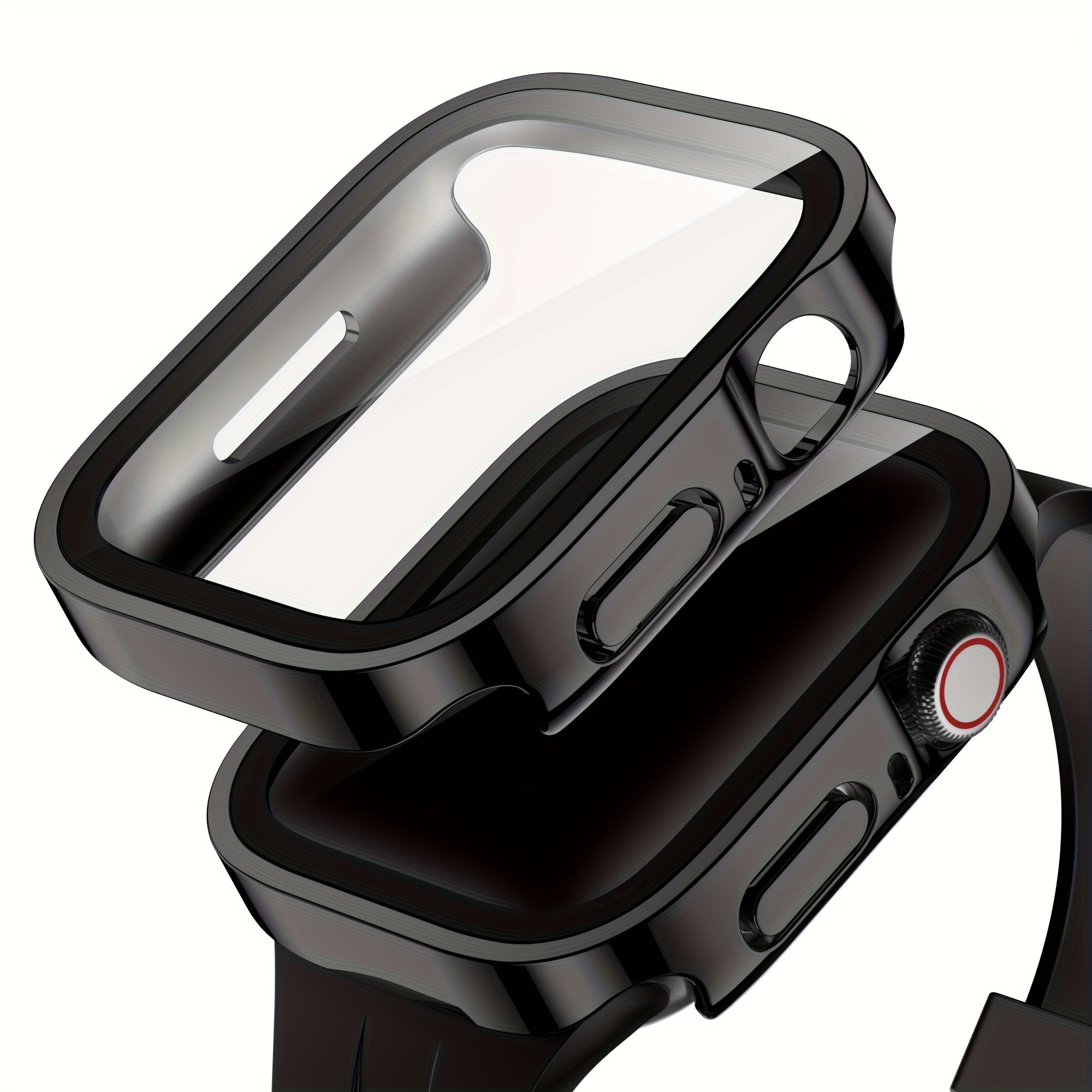 3-Piece Full Coverage PC Protective Case Set for Apple Watch with Built-in Glass Screen Protector 40mm-49mm