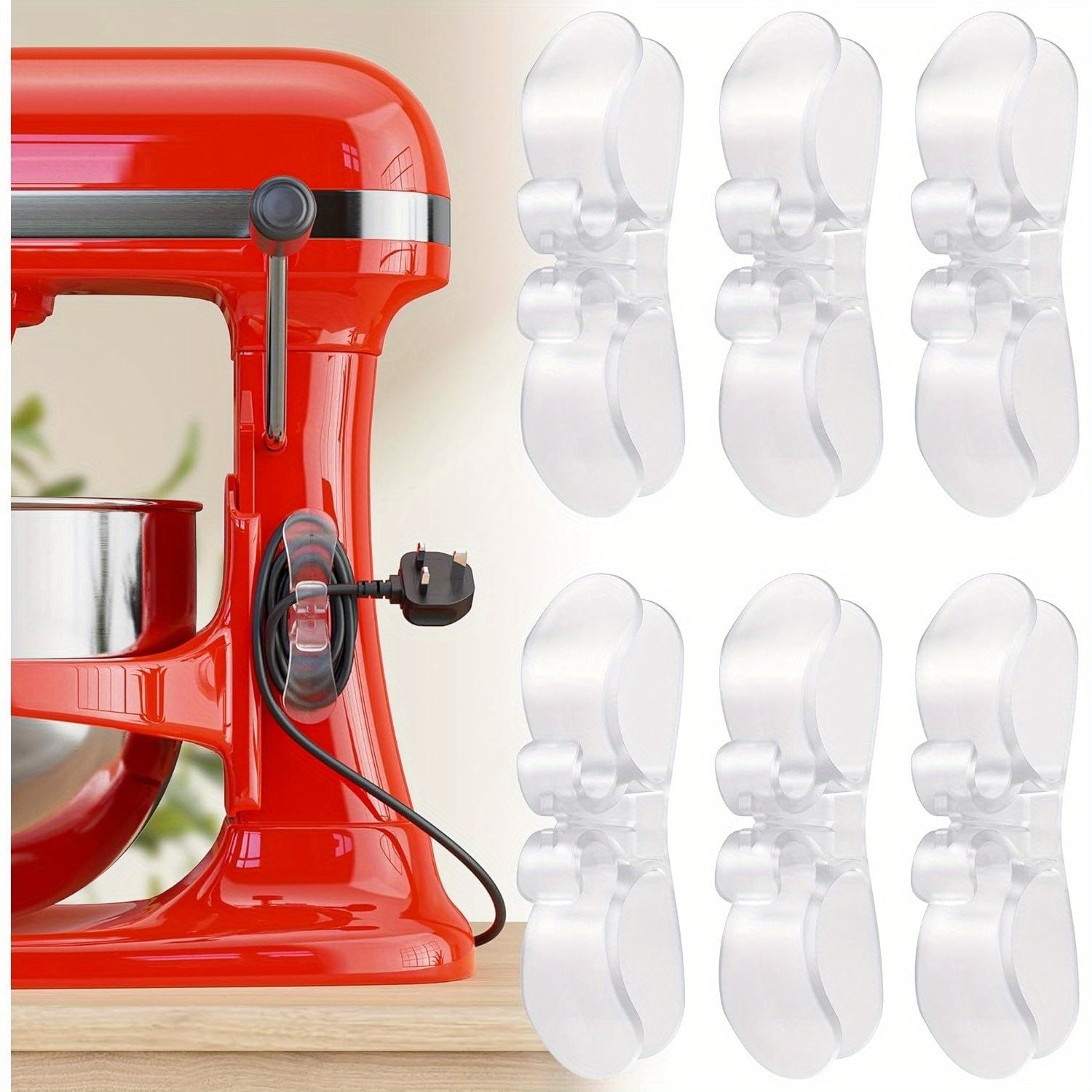 6 ta Shaffof Kabelni Boshqarish Lentalari - O'rnatiladigan Oshxona Qurilmalari Kabel Tashkilotchilari - Mikserlar, Bosim Pishirgichlar, Blenderlar, Qahva Pishirgichlar va Boshqalar uchun Mustahkam Kabel Ushtiruvchilar - Isiga va Koroziya Qarshi