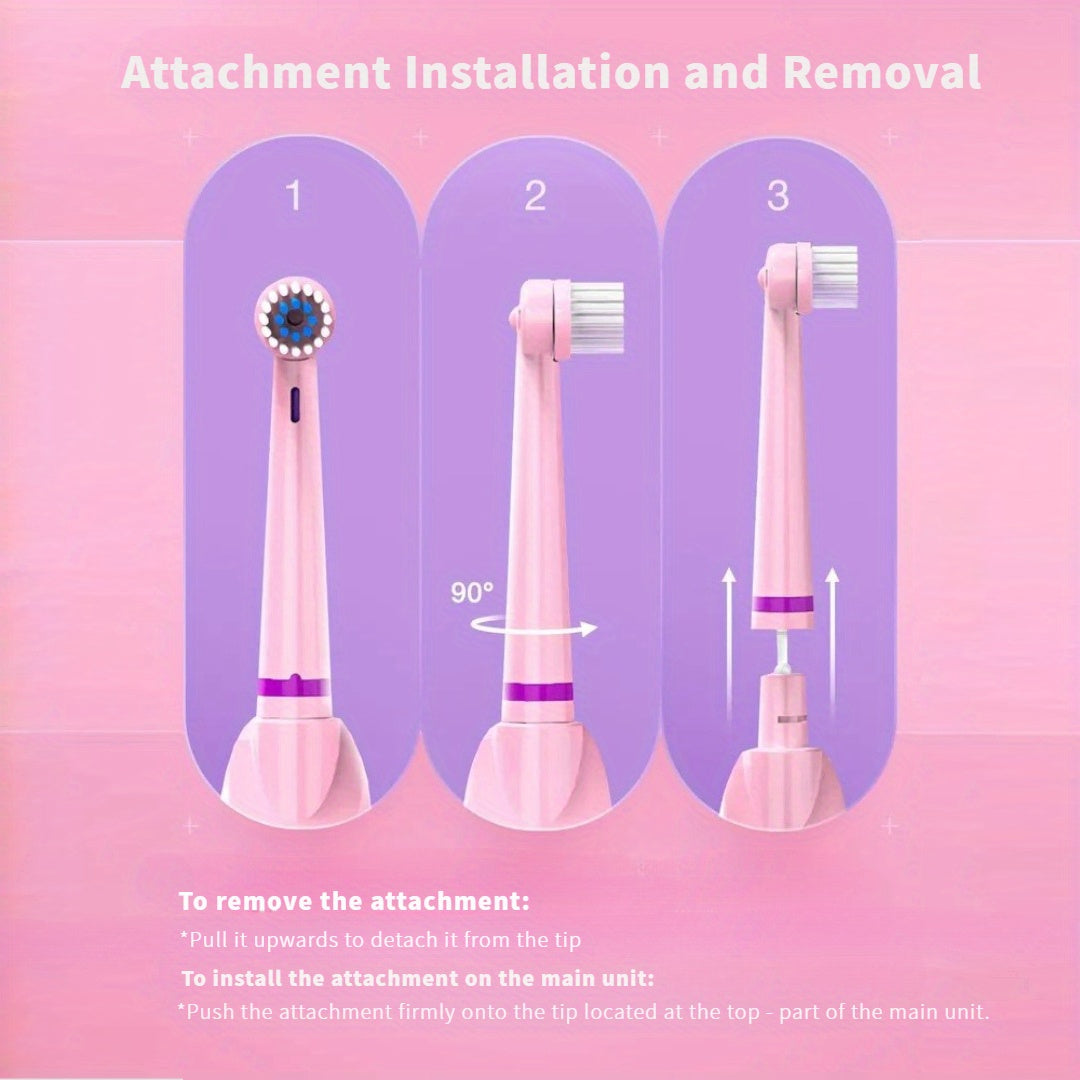 Kids Pink Electric Toothbrush Soft Nylon Bristles for Ages 3+ Battery-Powered