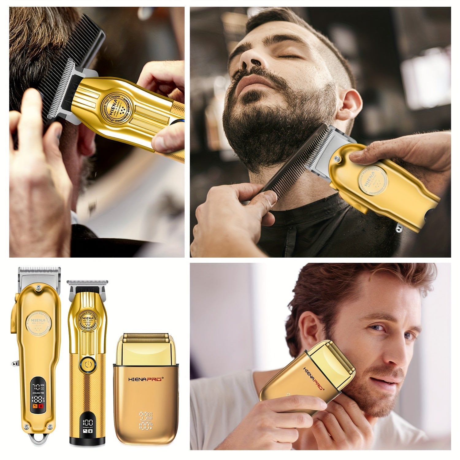 Juego de cortapelos profesionales para barberos y afeitadora eléctrica recargable con batería de litio de 2000mAh, inalámbrico, cortapelos USB, motor potente, kit de corte de cabello para hombres