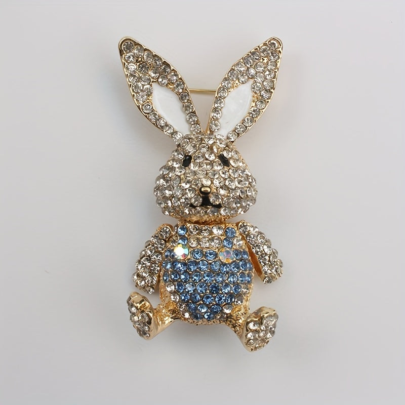 Vintage Rabbit Brooch Rhinestone Pin for Women Dress Coat Sweater Accessories