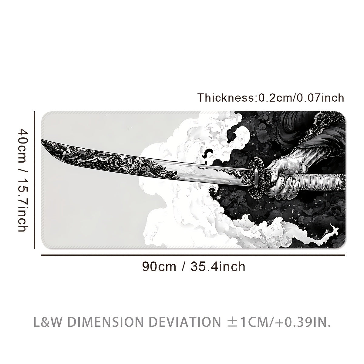 XL Gaming Mouse Pad Oblong with Sword Design Non-Slip Washable for eSports and Office