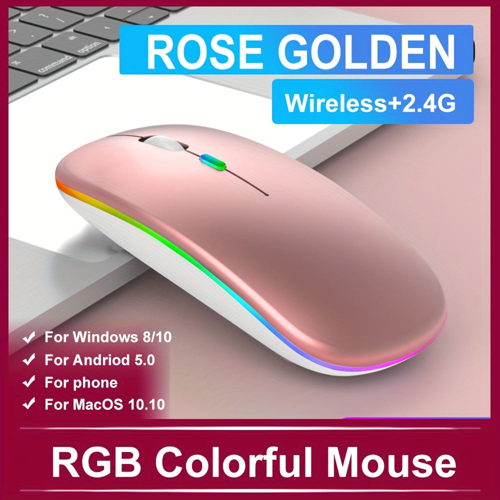 Wireless Rechargeable Optical Mouse with RGB Backlight for Notebook and iPad