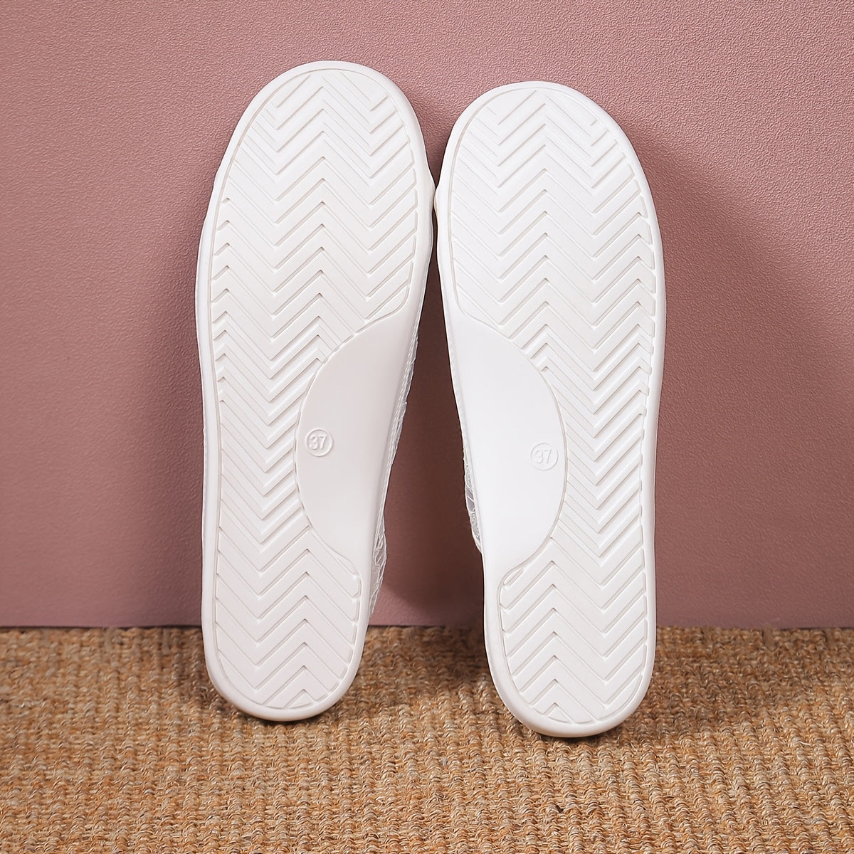 Women's White Lace Casual Flat Sneakers Breathable Comfortable Trendy