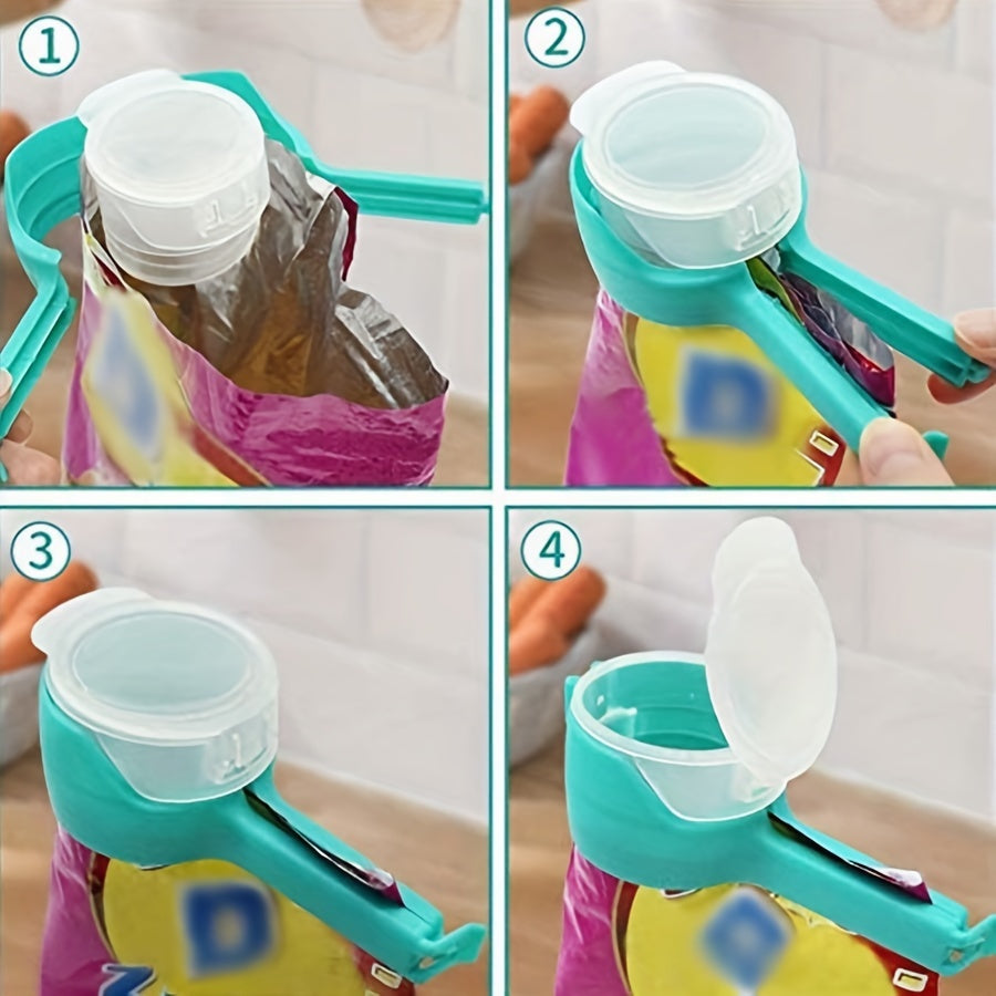 4 ta muhrli quyma sumka kliplari to'plami - oshxona saqlash uchun plastik qisqich muhrlari, atıştırmalık sumkalari, don, makaron va omborni tashkil etish uchun