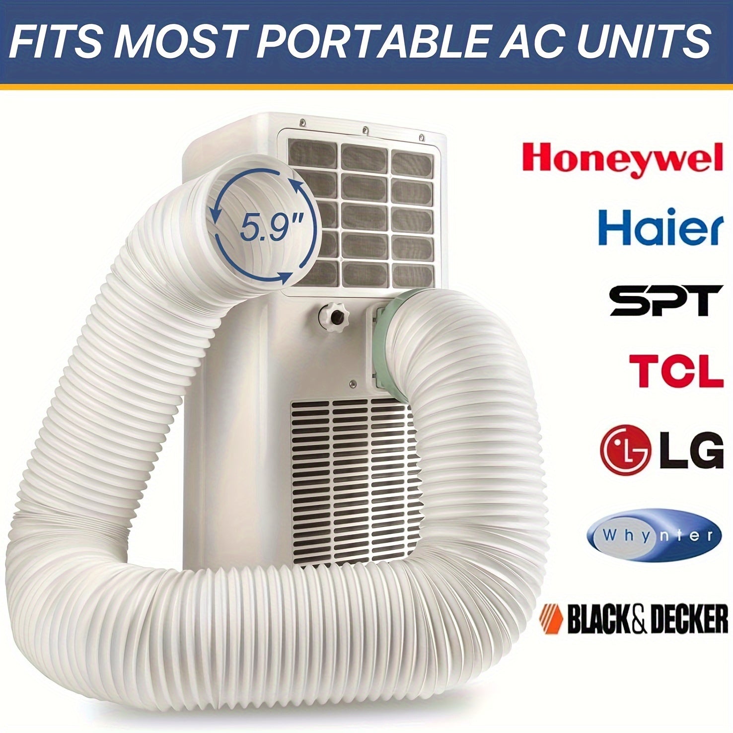 Portable Air Conditioner Hose 14.99cm Diameter 203.2cm Length Durable Polypropylene Iron
