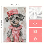 Set Of 2 Ultra-Soft Kitchen Towels With Schnauzer Puppy Design 40x60cm